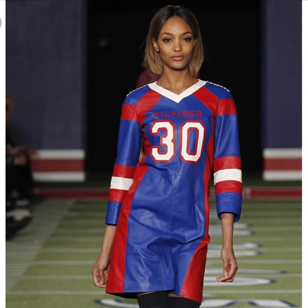 SUPERBOWL SUNDAY!! Y2K TOMMY HILFIGER RUNWAY Leather Football Style Dress